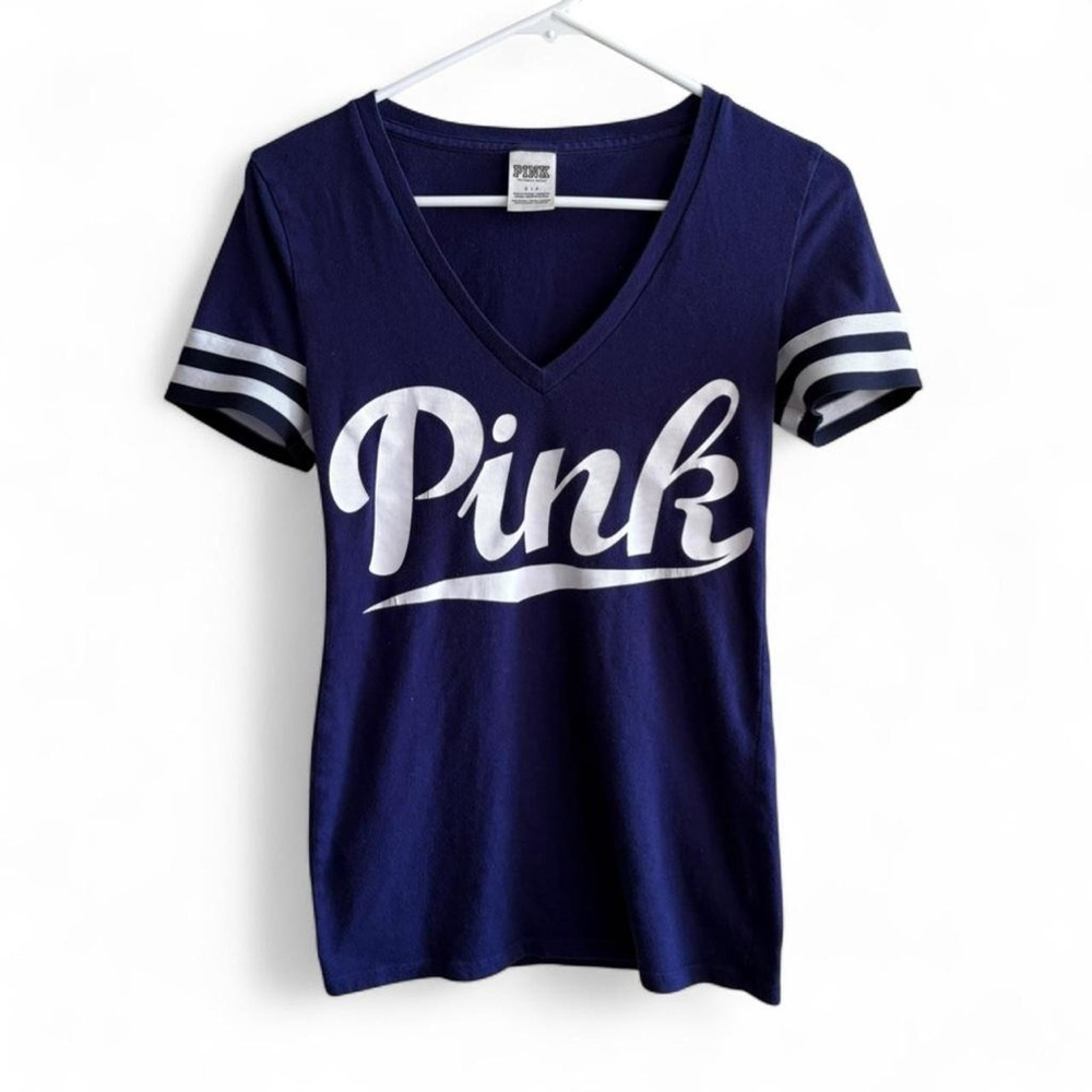 Victoria’s Secret PINK Blue and White Graphic T Size Small